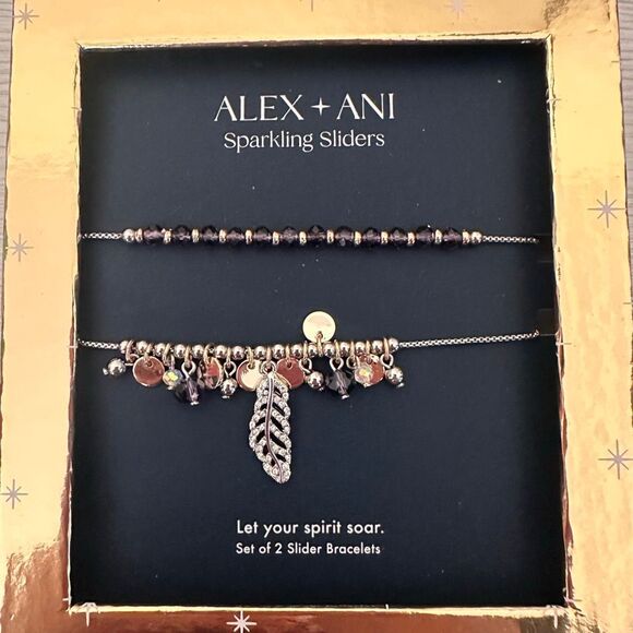 Alex and Ani Feather Bolo Bracelet Two Tone Purple slider GIFT SET NEW - Picture 5 of 5